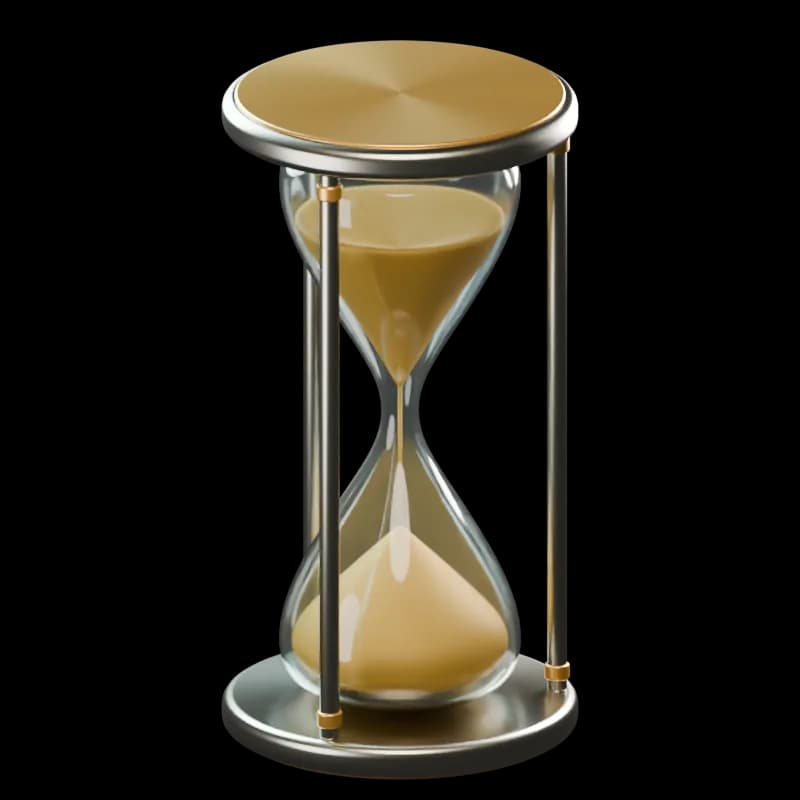 A miniature brass and glass hourglass